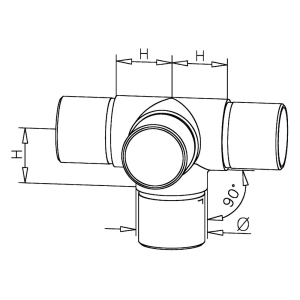 Rohrverbinder T mit 1 Abzweig 90 Grad für Edelstahlrohr Konstruktionsrohr