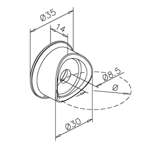 Adapter für Typ 44/46/51/52 Glasklemme Glashalter - Zinkdruckguss - Edelstahl-Design - für 38,1mm (1,5 Zoll) Rohr