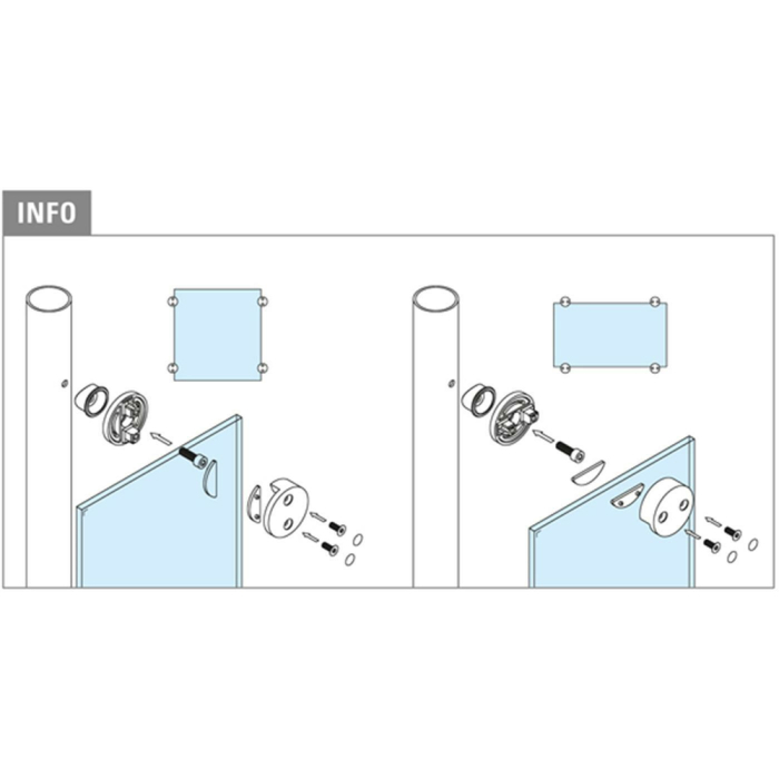 Glasklemme Glashalter rund Typ 44 - Zinkdruckguss - Edelstahl-Design - 8mm