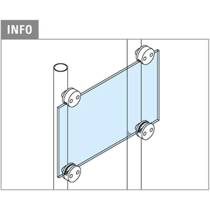 Glasklemme Glashalter rund Typ 44 - Zinkdruckguss - Edelstahl-Design - 10mm