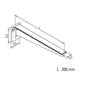 Glasplattenträger mit Gummiauflage für Wandbefestigung - 200mm - Edelstahl-Design