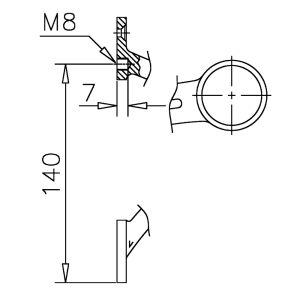Fußlaufstütze Handlaufstütze - Style 103 - 50,8mm (2 Zoll) - Messing Design