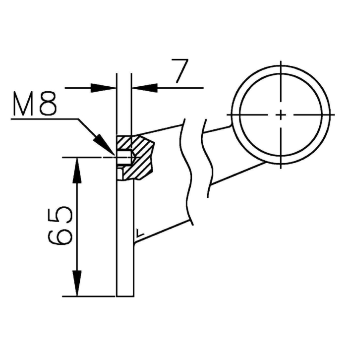 Fußlaufstütze Handlaufstütze - Style 109 - 38,1mm (1,5 Zoll) - Chrom Design