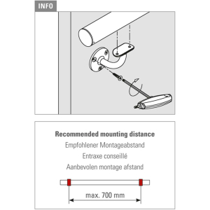 Handlaufstütze Fußlaufstütze - Style 111 - 38,1mm (1,5 Zoll) - Chrom Design