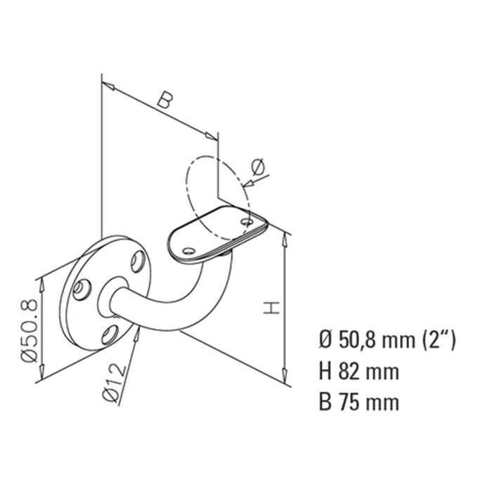 Handlaufstütze Fußlaufstütze - Style 111 - 50,8mm (2 Zoll) - Messing Design