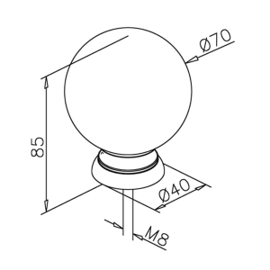 Endkugel für Edelstahlrohr - 50,8mm (2 Zoll) - Chrom-Design - geschraubt