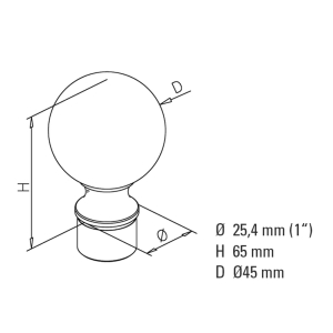 Endkugel für Edelstahlrohr - 25,4mm (1 Zoll) - Edelstahl-Design - gesteckt