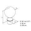 Endkugel für Edelstahlrohr - 38,1mm (1,5 Zoll) - Messing-Design - gesteckt