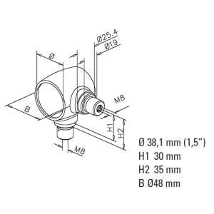 Kugelrohrverbinder mit 2 Abzweig 90 Grad - 38,1mm (1,5 Zoll) - Edelstahl-Design