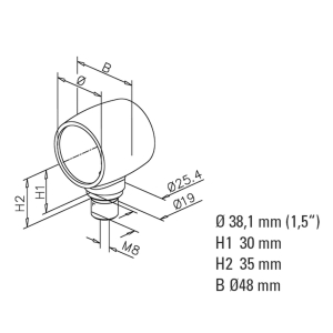 Kugelrohrverbinder mit 1 Abzweig 90 Grad - 38,1mm (1,5 Zoll) - Messing-Design