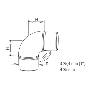 Rohrverbinder 90 Grad für Edelstahlrohr - 25,4mm (1...