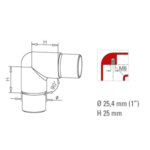 Rohrverbinder 90 Grad für Edelstahlrohr - 25,4mm (1...