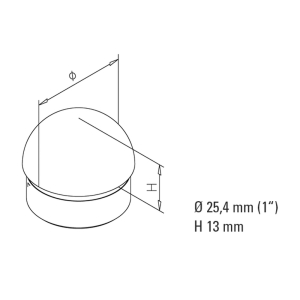 Endkappe halbrund für Edelstahlrohr Rundrohr - 25,4mm (1 Zoll) - Edelstahl-Design