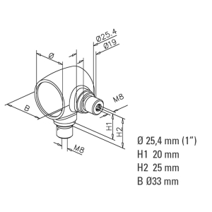 Kugelrohrverbinder mit 2 Abzweig 90 Grad - 25,4mm (1...