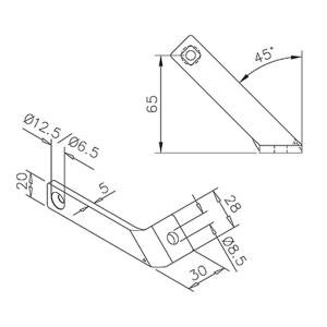 Winkelhalter Winkelverbinder - 45 Grad links - Edelstahl-Design - für Vierkantrohr 20x20mm