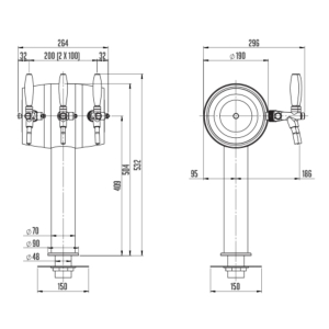 Schanksäule Bier Bierschanksäule Zapfsäule - Holz Bierfaß - 3-leitig