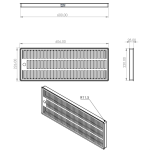 Abtropfblech Tropfschale Tropfblech Tropfkasten Edelstahl 600x220x28mm 2-teilig