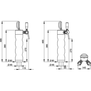 Schanksäule Zapfsäule Bierschanksäule Cavus Chrom 1-leitig 2-leitig