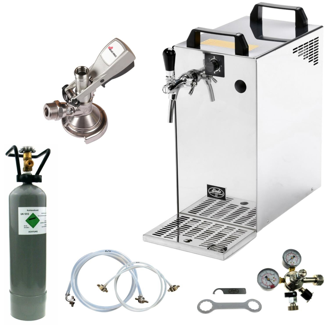 Bier Zapfanlage Set 35 Cobra Gold 1-leitig S Korb 2kg CO2