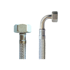 Panzerschlauch Flexschlauch Sanitärschlauch 3/8 Zoll gebogen 3/4 Zoll gerade IG 100cm