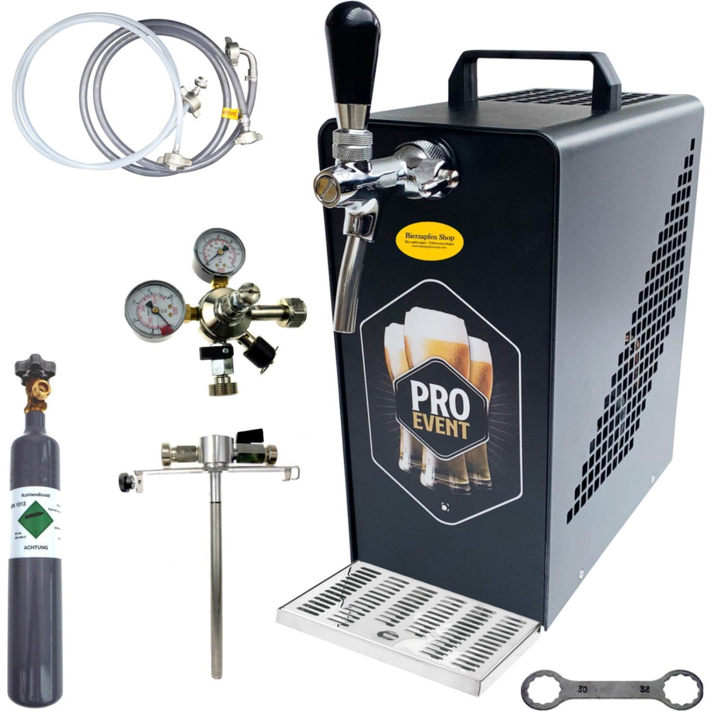 Zapfanlage In Bierfass-Optik – 60 L/h Kühlleistung, Inkl. CO₂-Flasche, Druckminderer & Zapfhahn – Komplettset Für Heim- Oder Partygebrauch