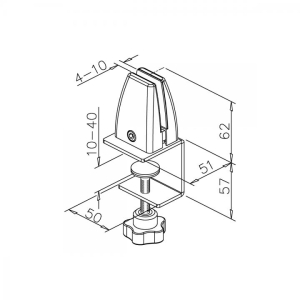 Tischklemme Klemmhalter Tischaufsteller für Schutzscheibe - schwarz matt - weiß matt - silber grau