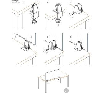 Tischklemme Klemmhalter Tischaufsteller für Schutzscheibe - schwarz matt - weiß matt - silber grau