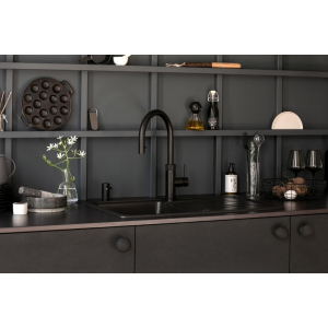 Quooker Flex schwarz Wasserhahn & PRO3 kochendes Wasser & Sprudelwasser CUBE