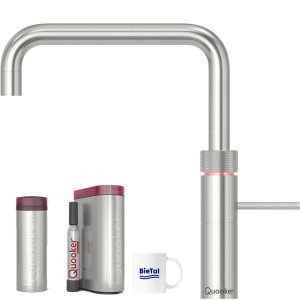 Quooker Fusion Square Voll Edelstahl Wasserhahn & PRO3 & Sprudelwasser CUBE
