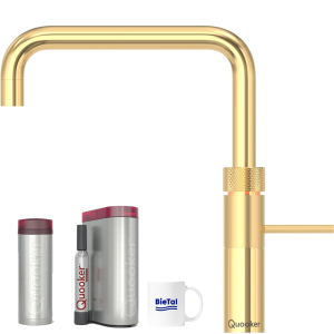 Quooker Fusion Square gold Wasserhahn & Reservoire PRO3 & Sprudelwasser CUBE