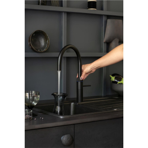 Quooker Fusion Round schwarz Wasserhahn & PRO3 Reservoire & Sprudelwasser CUBE