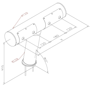 Schanksäule Rohrschanksäule T-Form geneigt...
