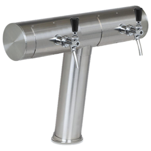 Schanksäule Rohrschanksäule T-Form geneigt Edelstahl gebürstet 129mm 4-leitig