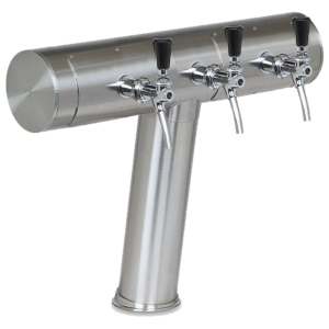 Schanksäule Rohrschanksäule T-Form geneigt Edelstahl gebürstet 129mm 4-leitig
