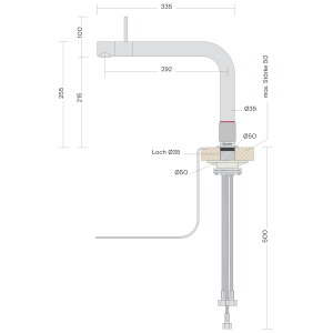 Quooker Front Voll Edelstahl L-Auslauf Wasserhahn