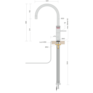 Quooker Fusion Round Voll Edelstahl C-Auslauf Wasserhahn