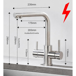 BieTal® BT-301N 3-Wege Wasserhahn Küchenarmatur...