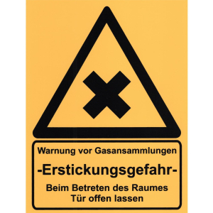 Warnschild - Warnung vor Gasansammlung - Schild aus...